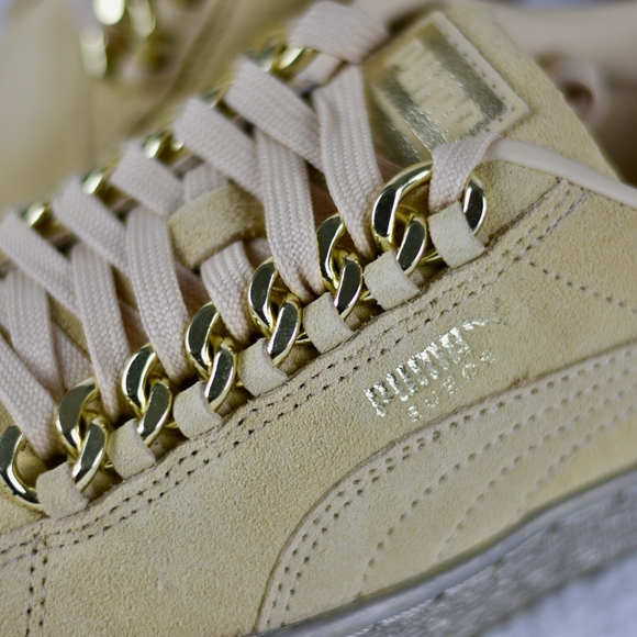 Puma Women's Gold Beige Khaki Suede Classic X-Chain Sneakers Trainers Size  5 - Picture 8 of 8